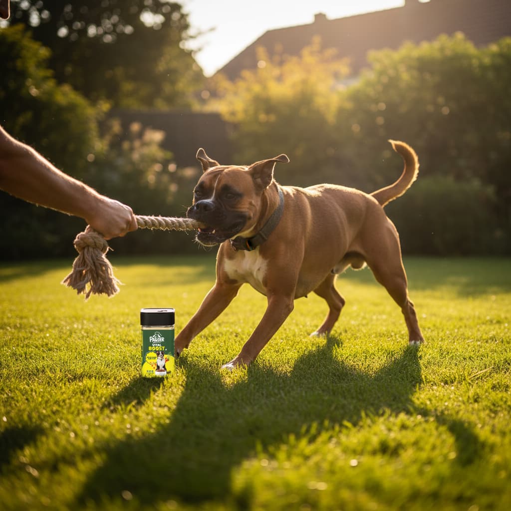 Aktiver Hund beim Spielen mit PAWDER